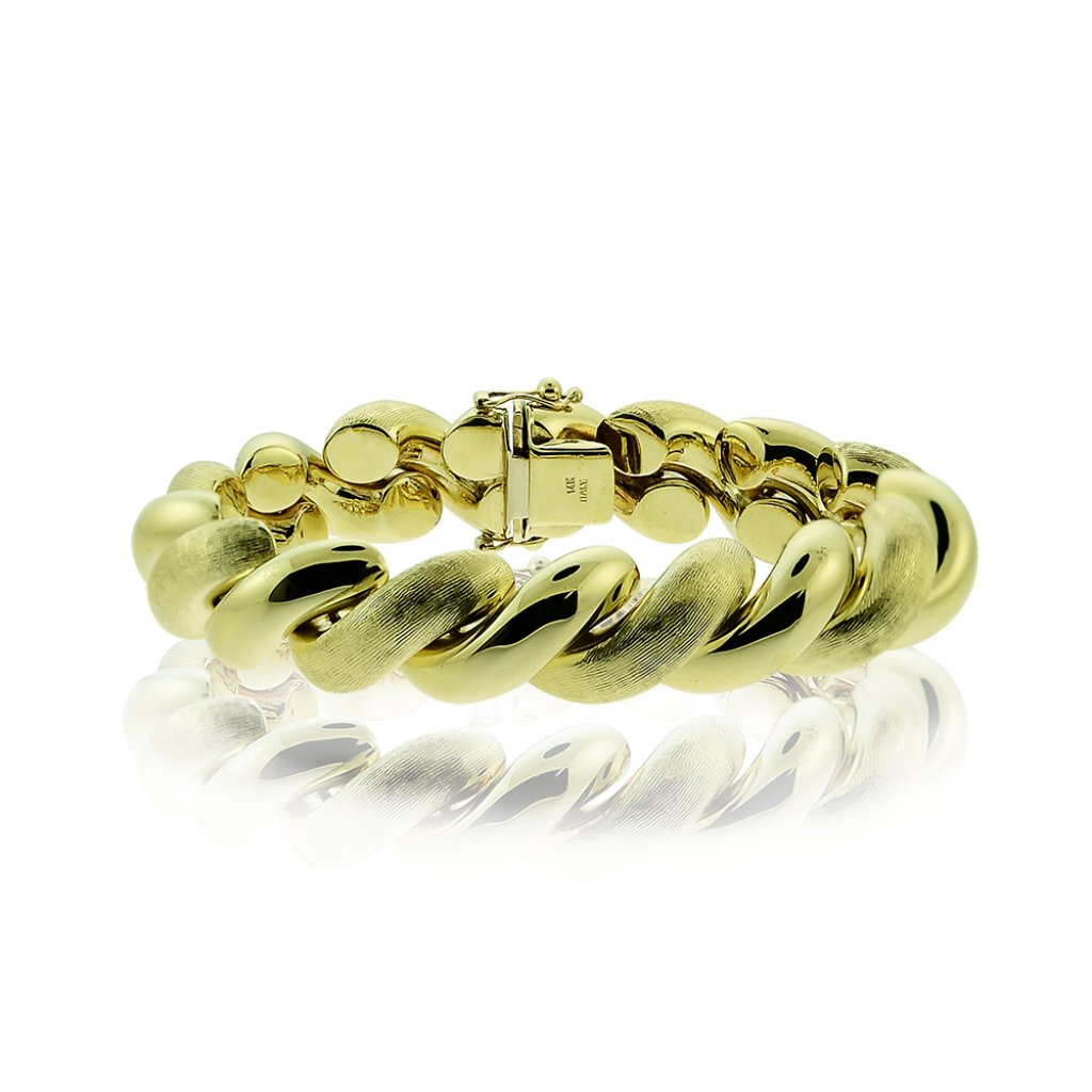 135 Mm San Marco Macaroni Link 14k Yellow Gold Bracelet 4462$